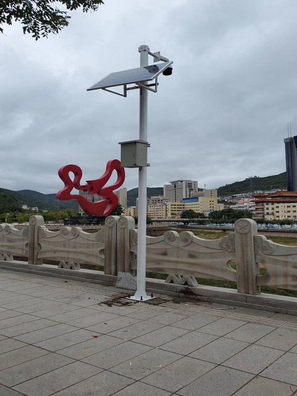 陜西榆林治安聯防平安新農村用水源監控用okeyset太陽能監控攝像頭