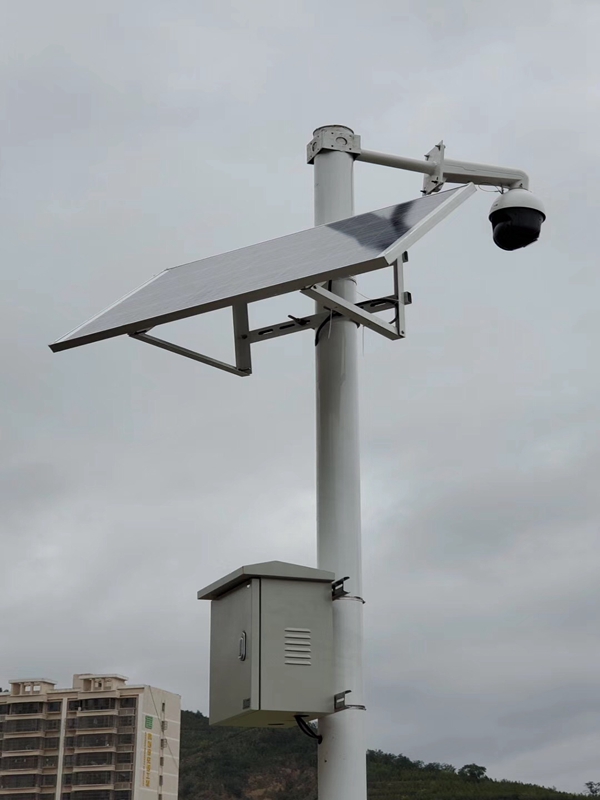 陜西神木治安聯防平安新農村用水源監控用okeyset太陽能監控攝像頭